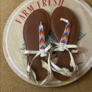 Brown Sandals with Colorful Beaded Straps